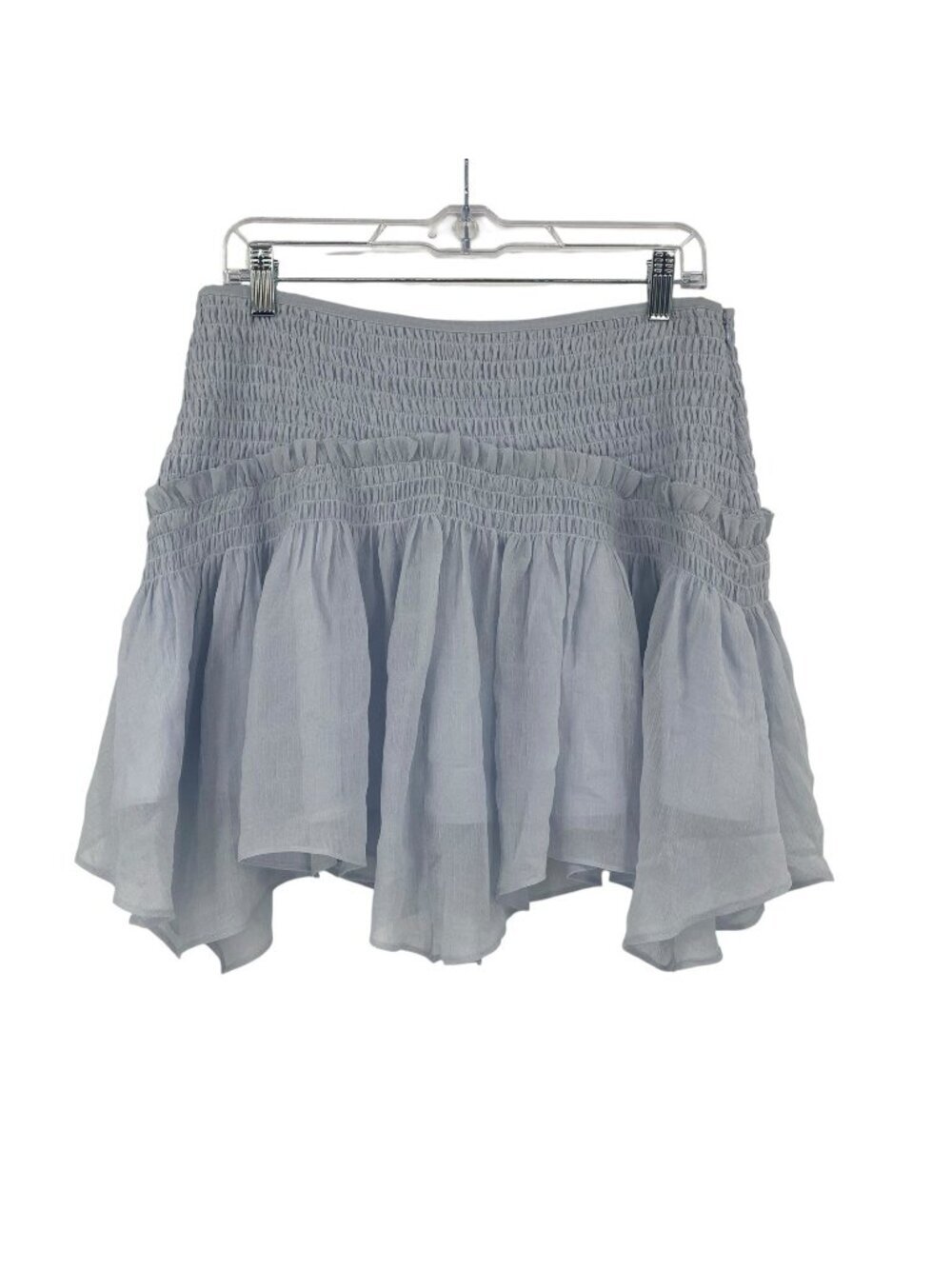 Allsaints Size 8 Chiffon Pamela Asymmetric Skirt Light Blue Smocked Whimsical